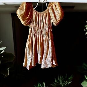 Elegant Pink Puff Sleeve Dress